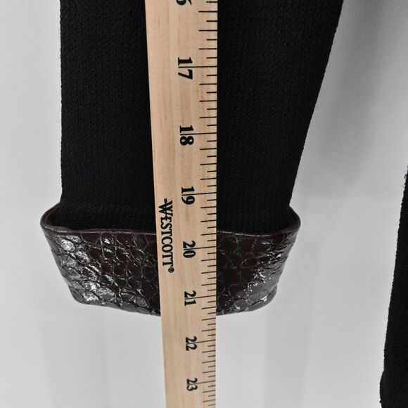 ST JOHN Jacket Womens Sz 10 Santana Knit Removable Collar Button Front Croc Trim - Picture 12 of 12